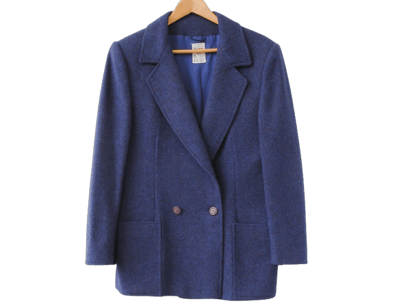 Vintage royal blue 100% wool blazer by Avoca Collection | Irish wool jacket | Retro 1980s/1990s | Size Small/Medium