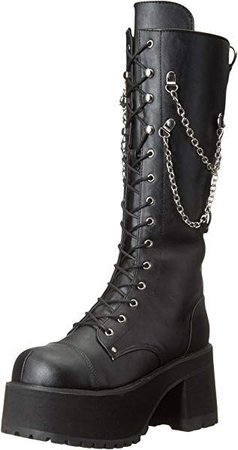 chain platform black boots