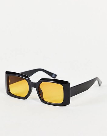 ASOS DESIGN - Vierkante modebril in zwart met oranje glazen | ASOS