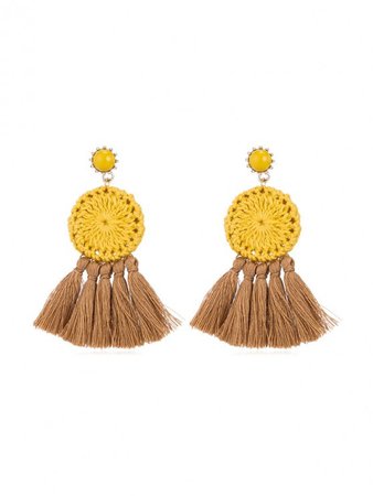 tan and yellow tassel earrings - Google Search
