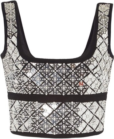 Metallic Embroidered Cropped Bustier