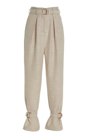 Ashwood Belt-Detailed Pleated Woven Trousers By Acler | Moda Operandi