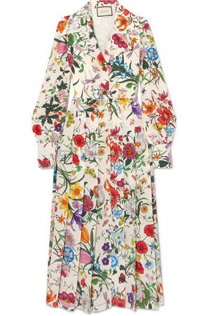 Gucci | Pleated floral-print silk crepe de chine dress | NET-A-PORTER.COM