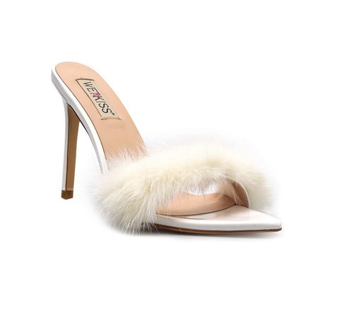 White furry heels
