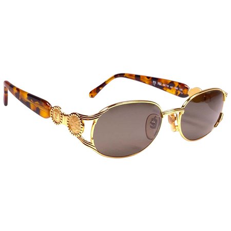 New Vintage Fendi FS262 Tortoise and Gold 1990 Sunglasses Made in Italy For Sale at 1stDibs