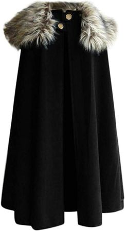 Amazon.com: Men Cloak Coat Mens Winter Long Cape Warm Cloaks Gothic Wool Faux Fur Collar Cloak with Hood Vintage Irregular Hem Hoodie (Color : Black, Size : 3X-Large) : Clothing, Shoes & Jewelry