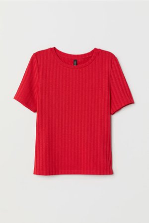 Ribbed T-shirt - Red - Ladies | H&M US