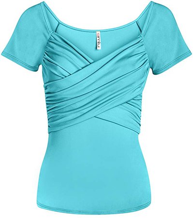 Turquoise-Blue Wrap-Top