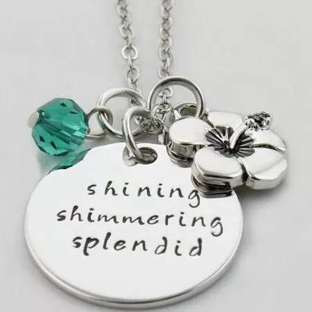 Cadoline Silver-Tone 'Shining Shimmering Spledid' Engraved Pendant Necklace 2.2cm Diameter with 18 Inch Chain Aladdin