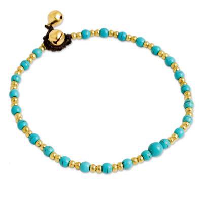 UNICEF Market | Blue Calcite and Brass Single Strand Anklet - Cheerful Walk
