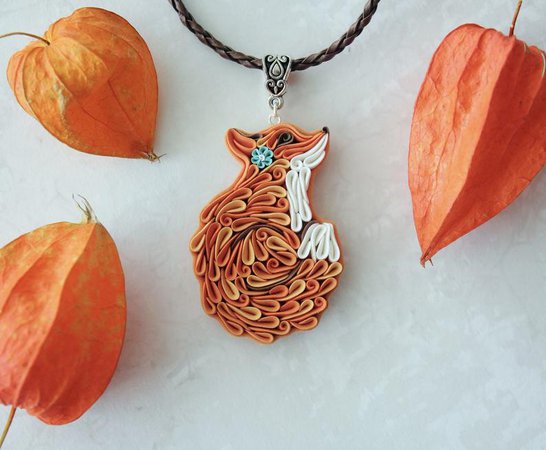 Fox necklace Fox jewelry Woodland animals Polymer clay cute | Etsy