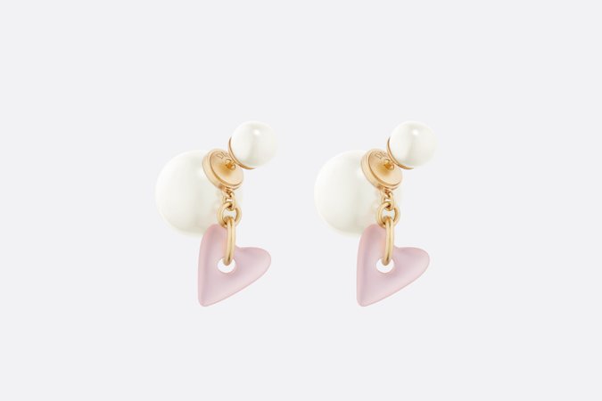 Dior Tribales Earrings Gold-Finish Metal and White Resin Pearls with Pink Glass - Fashion Jewelry - Women's Fashion | DIOR