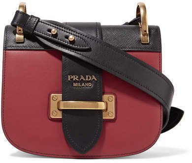 Pionnière Two-tone Leather Shoulder Bag - Crimson