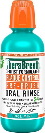Amazon.com : TheraBreath Plaque Control Mouthwash, Cool Mint, Pre-Brush Rinse, 16 Fl Oz : Health & Household
