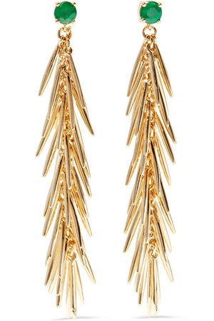 Ileana Makri | Grass Dangling 18-karat gold emerald earrings | NET-A-PORTER.COM