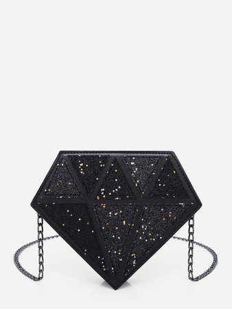 Star Glitter Detail Chain Bag -ROMWE
