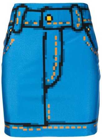 pixel illusion skirt blue fun
