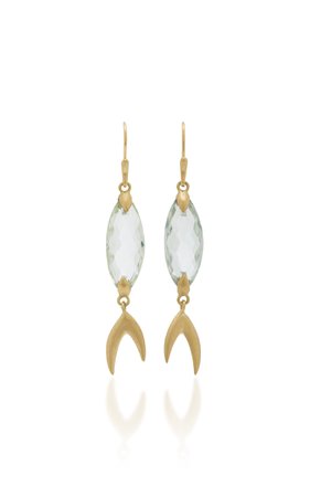 Large Simple Fish 18K Gold Prasiolite Earrings by Annette Ferdinandsen | Moda Operandi