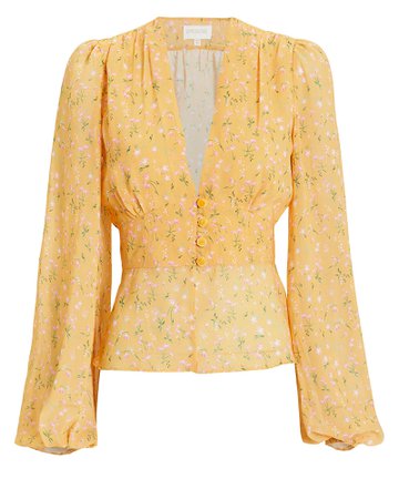 Yellow Floral Peasant Blouse
