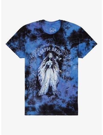Corpse Bride Emily Frame Blue Tie-Dye Boyfriend Fit Girls T-Shirt | Hot Topic