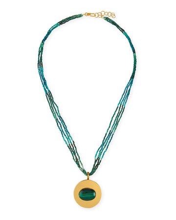 Dina Mackney Azurtie Multi-Strand Necklace with Malachite Pendant