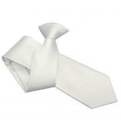 White Solid Check Clip On Slim Tie - James Alexander