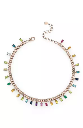 SHAY Rainbow Baguette Link Choker Necklace | Nordstrom