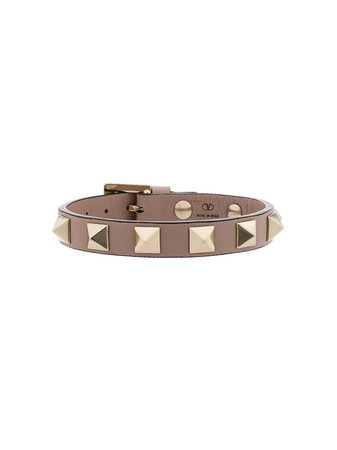 Valentino Garavani Pink Rockstud Leather Bracelet - Farfetch