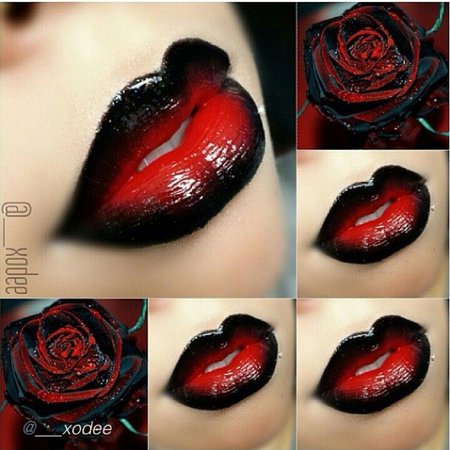 Gothic Black & Red Lipstick Design #2