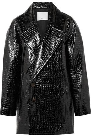 Tibi | Oversized croc-effect faux patent-leather coat | NET-A-PORTER.COM