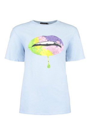 Petite Rainbow Lips T-Shirt | boohoo