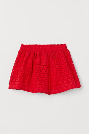 Skirt with broderie anglaise - Red - Kids | H&M GB