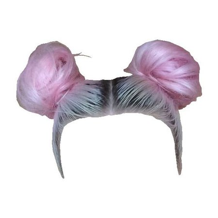 blue/pink space buns hair