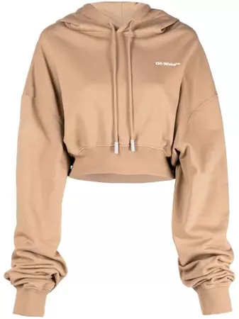 Off-White logo-embroidered Cropped Hoodie