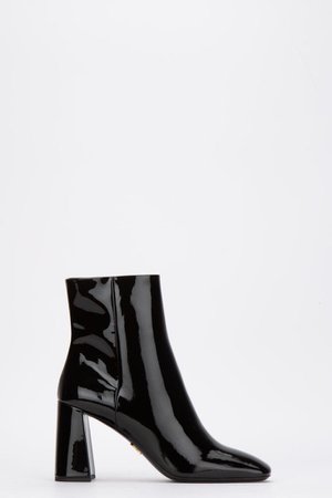 Prada Patent Block Heel Boots – Cettire