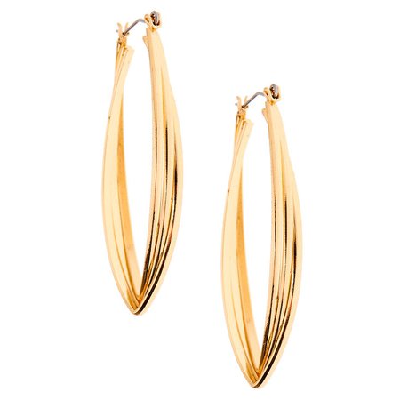Gold 50MM Twisted Oval Hoop Earrings | Claire's US