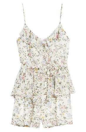 Row A Floral Print Ruffle Romper | Nordstrom