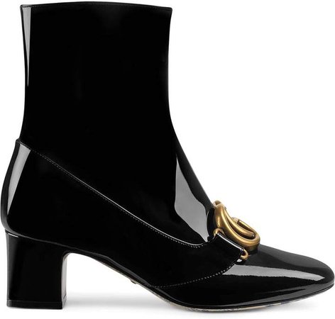 Patent leather ankle boot with Double G