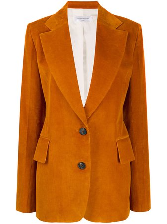 Orange Victoria Beckham corduroy single-breasted blazer 1320WJK001449A - Farfetch