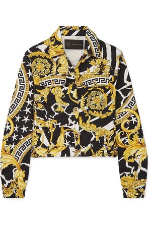 Versace | Cropped printed denim jacket | NET-A-PORTER.COM