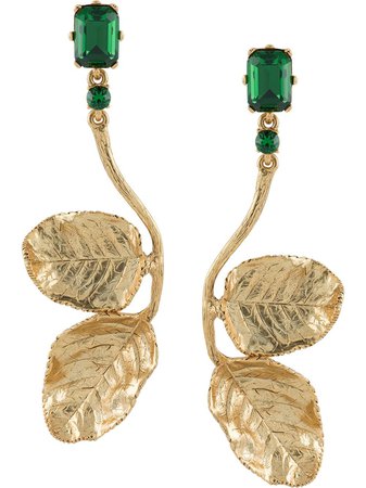 Shop Oscar de la Renta climbing leaf drop crystal earrings with Express Delivery - FARFETCH