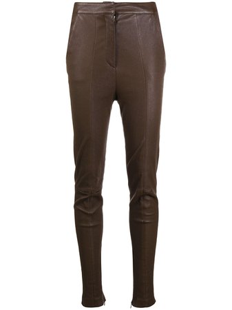 Balmain high-waisted leather skinny trousers - FARFETCH