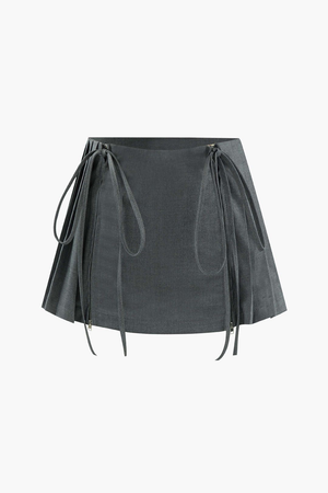 grey bow mini skirt