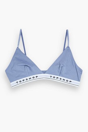 Blue Branded Jersey Triangle Bra | Topshop
