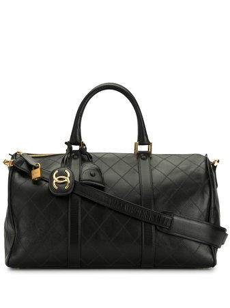 Shop black Chanel Pre-Owned 1992 Cosmos Line 2way travel bag with Express Delivery - Farfetch