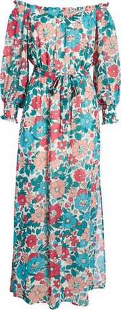 Charles Henry Floral Off the Shoulder Long Sleeve Maxi Dress | Nordstrom