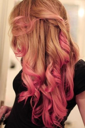 strawberry blonde + pink ombre