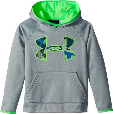 Amazon.com: Under Armour Kids Boy's Armour Fleece Big Logo Hoodie (Big Kids) Steel Light Heather/Arena Green/Arena Green SM (8 Big Kids): Clothing