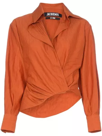 Jacquemus wrap asymmetric linen cotton blend blouse £350 - Shop Online - Fast Global Shipping, Price