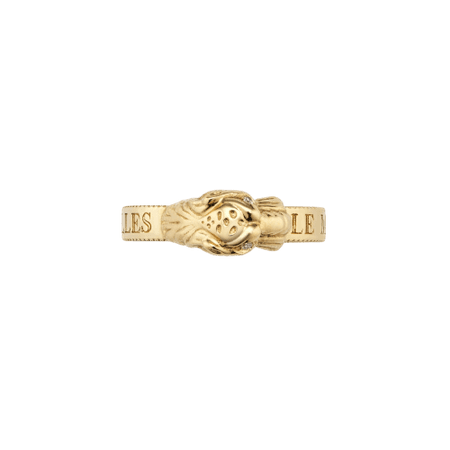 Yellow gold ring with tiger head